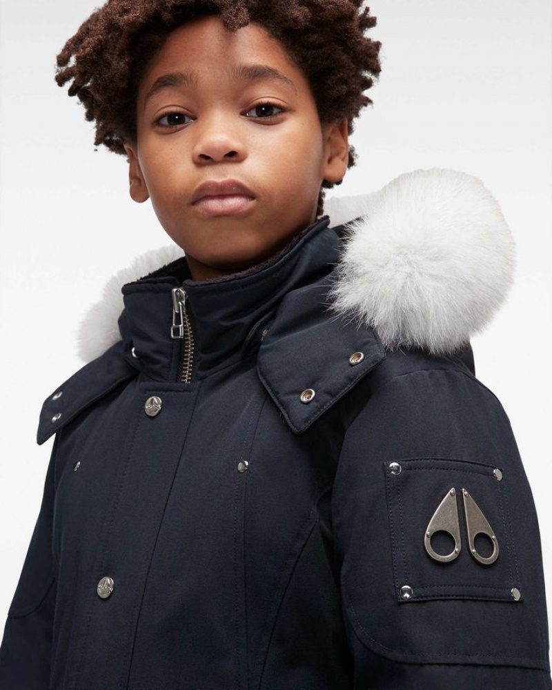 Navy / Natural Fox Fur Moose Knuckles UNISEX ORIGINAL PARKA FUR Parkas | YN72-xe50