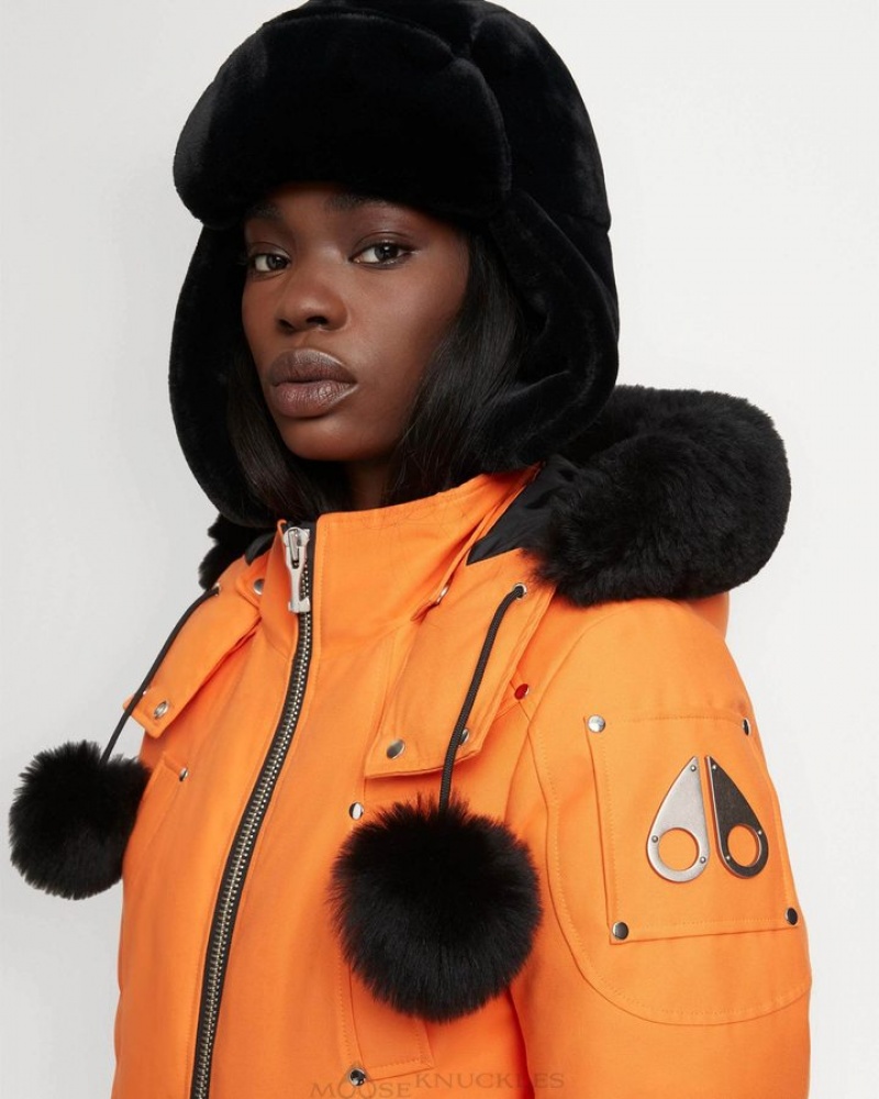 Orange Peel / Black Shearling Moose Knuckles ORIGINAL DEBBIE BOMBER SHEARLING Bombers | WJ25-eK49