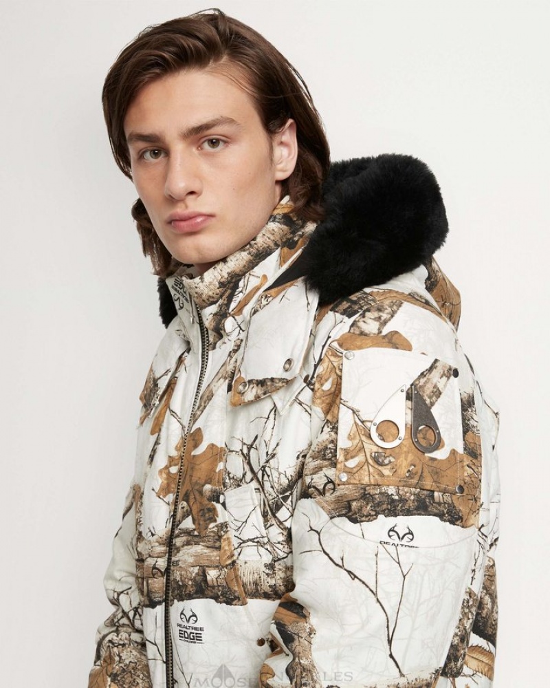 Real Tree / Black Shearling Moose Knuckles BIRCHWOOD BOMBER NEOSHEAR Parkas | VI82-hA82