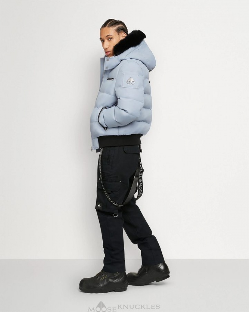 Shark Fin / Black Shearling Moose Knuckles CLOUD BOMBER NEOSHEAR Bombers | im91-OU26