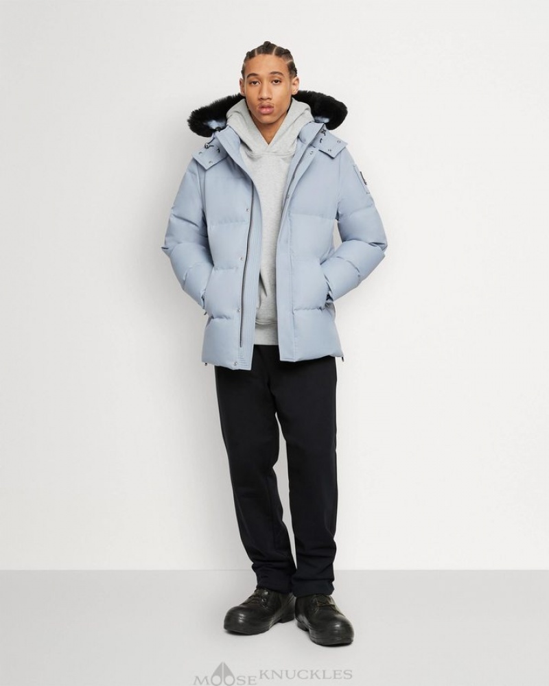 Shark Fin / Black Shearling Moose Knuckles CLOUD 3Q NEOSHEAR Jackets | ML89-Ba70