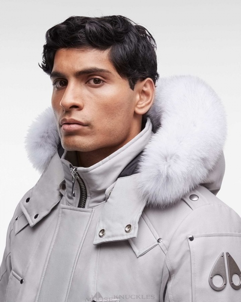 Storm Grey / Natural Fox Fur Moose Knuckles ORIGINAL STIRLING PARKA FUR Parkas | eO19-bF92