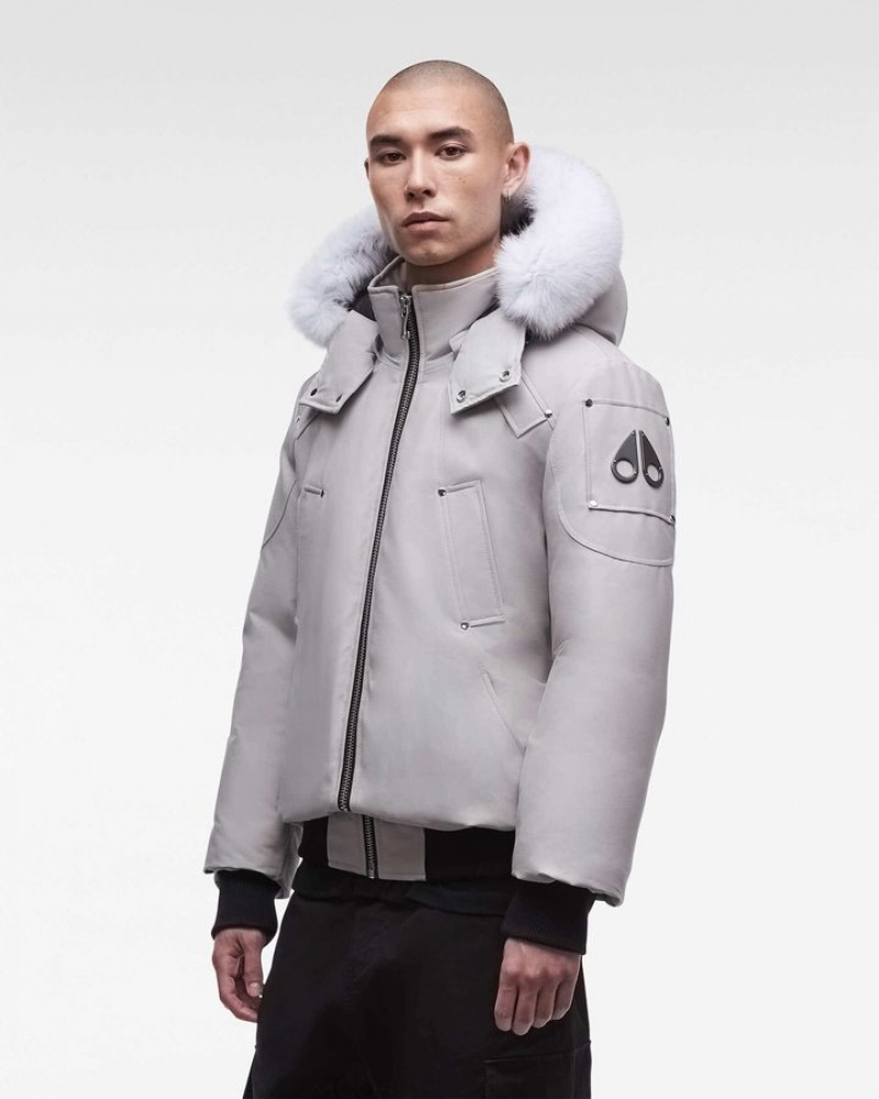 Storm Grey / Natural Fox Fur Moose Knuckles ORIGINAL BALLISTIC BOMBER FUR Bombers | UK25-Ab56