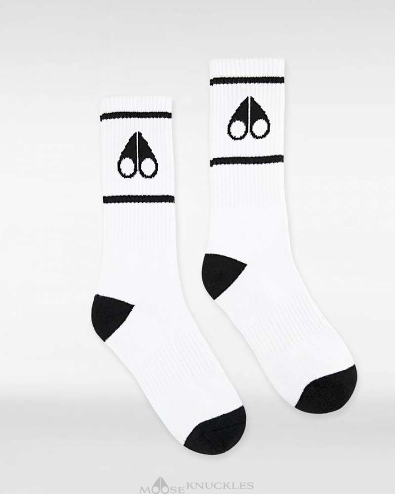 White / Black Moose Knuckles LOGO ICON SOCKS Socks | ta17-NV58